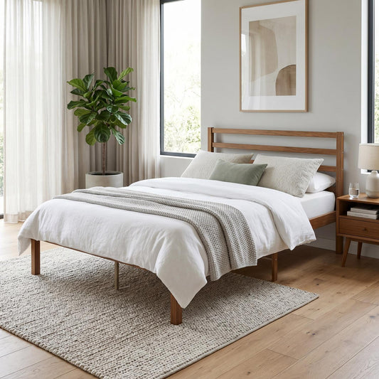 Base Cama Matrimonial Metal y Madera Minimalista ResistenteBEDLEA-M