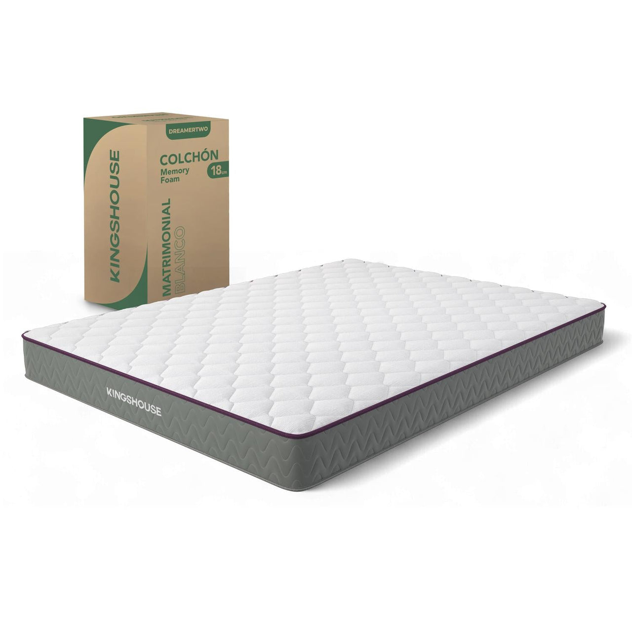 Base Cama Metal y Colchón Matrimonial 135x190 cm Memory Foam