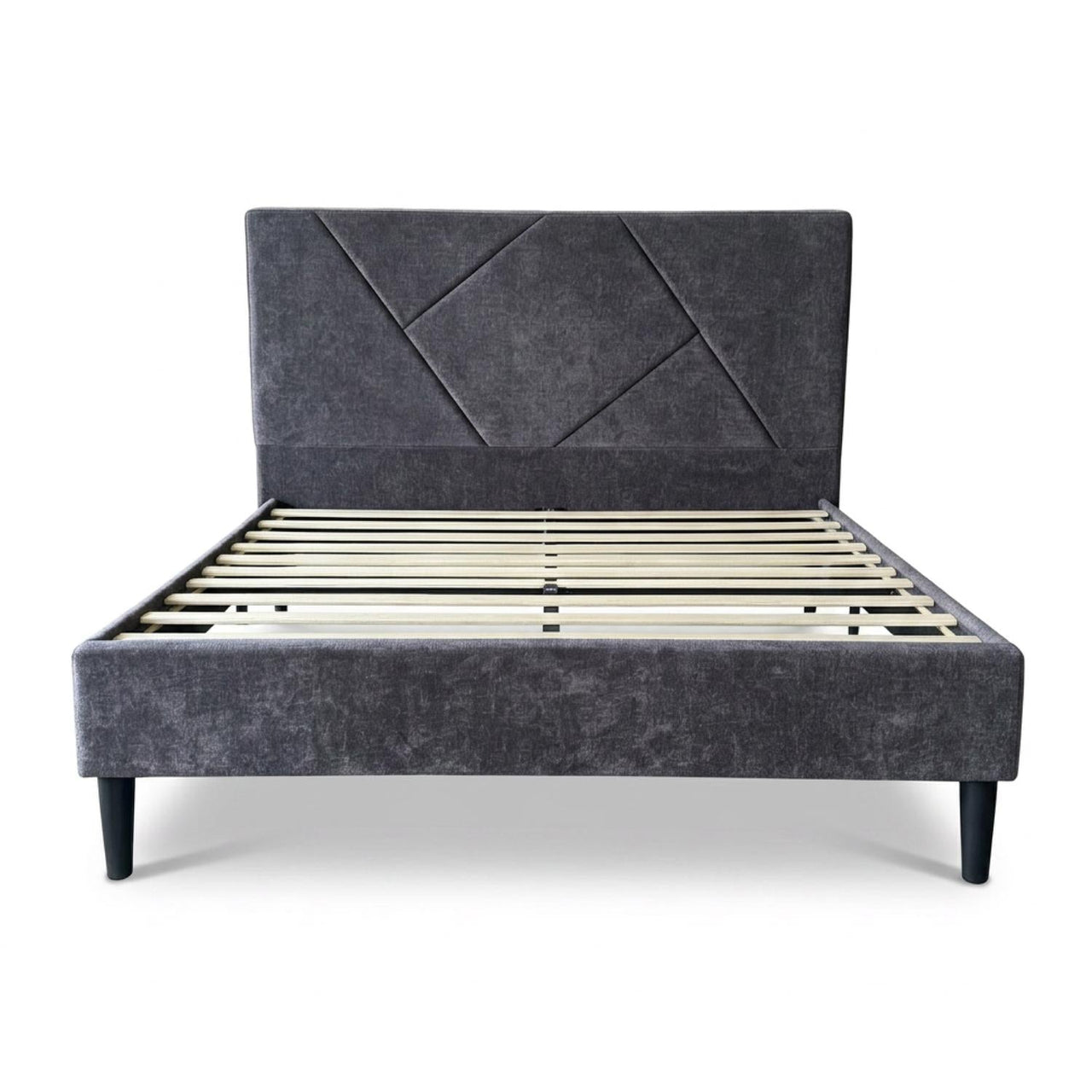 Base Cama Queen Size Madera con Cabecera Tapizada Resistente