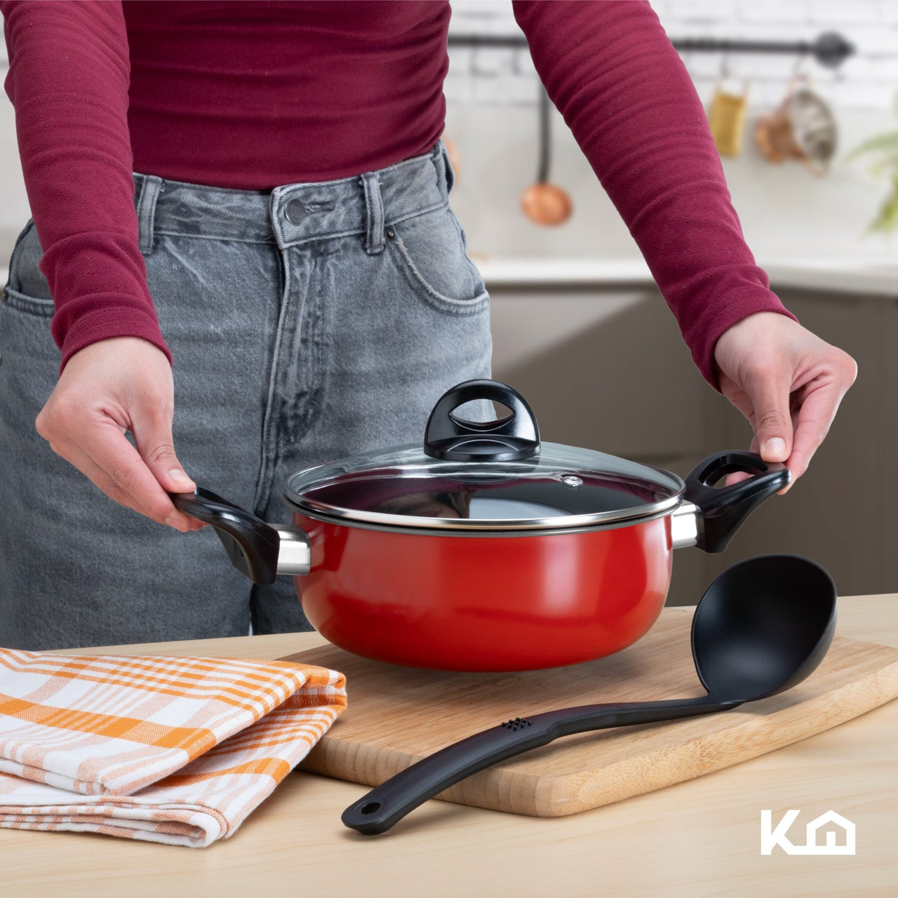 Batería de 5 Cacerolas de Acero de Carbono Antiadherente