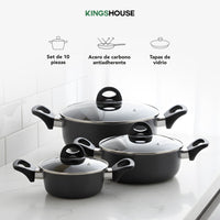 Thumbnail for Batería de 5 Cacerolas de Acero de Carbono Antiadherente