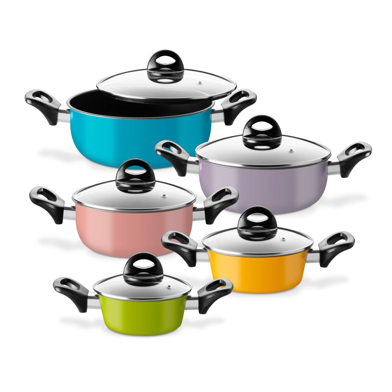 Batería de 5 Cacerolas de Acero de Carbono Antiadherente