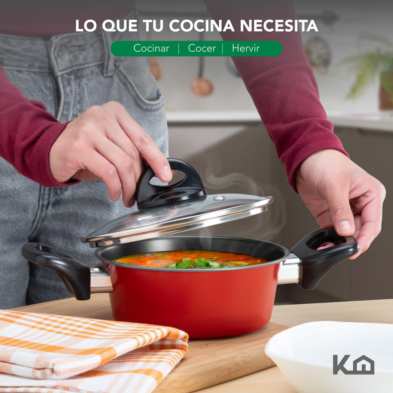 Batería de 5 Cacerolas de Acero de Carbono Antiadherente