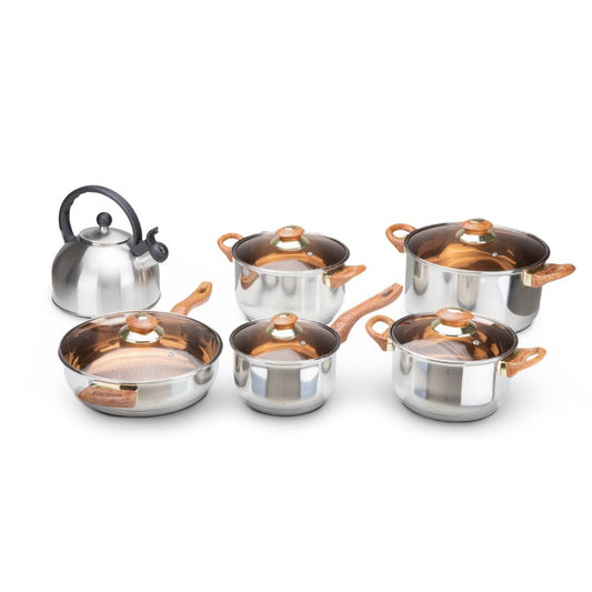 Batería de Cocina 11 Piezas Acero Tricapa InoxidableCOOKTRI11-CAF