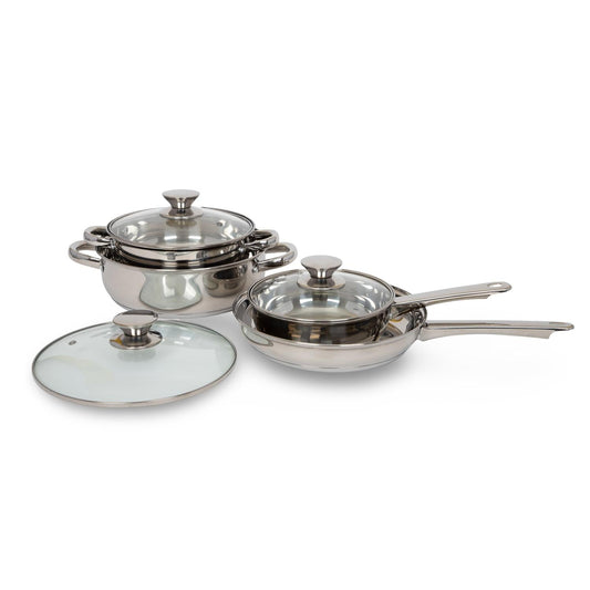Bateria De Cocina 7 Piezas Acero Inoxidable Tricapa ColorhomeCOOKTRI7-GRI
