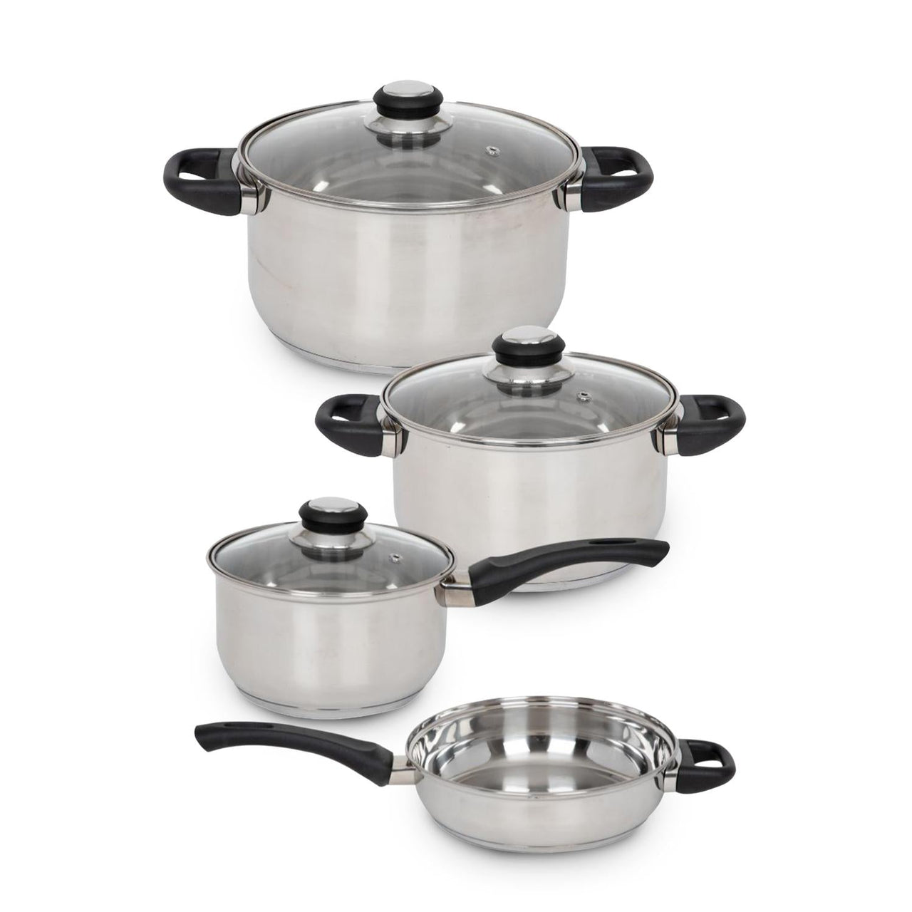 Bateria De Cocina 7 Pzas Acero Inox Tricapa Negro Colorhome
