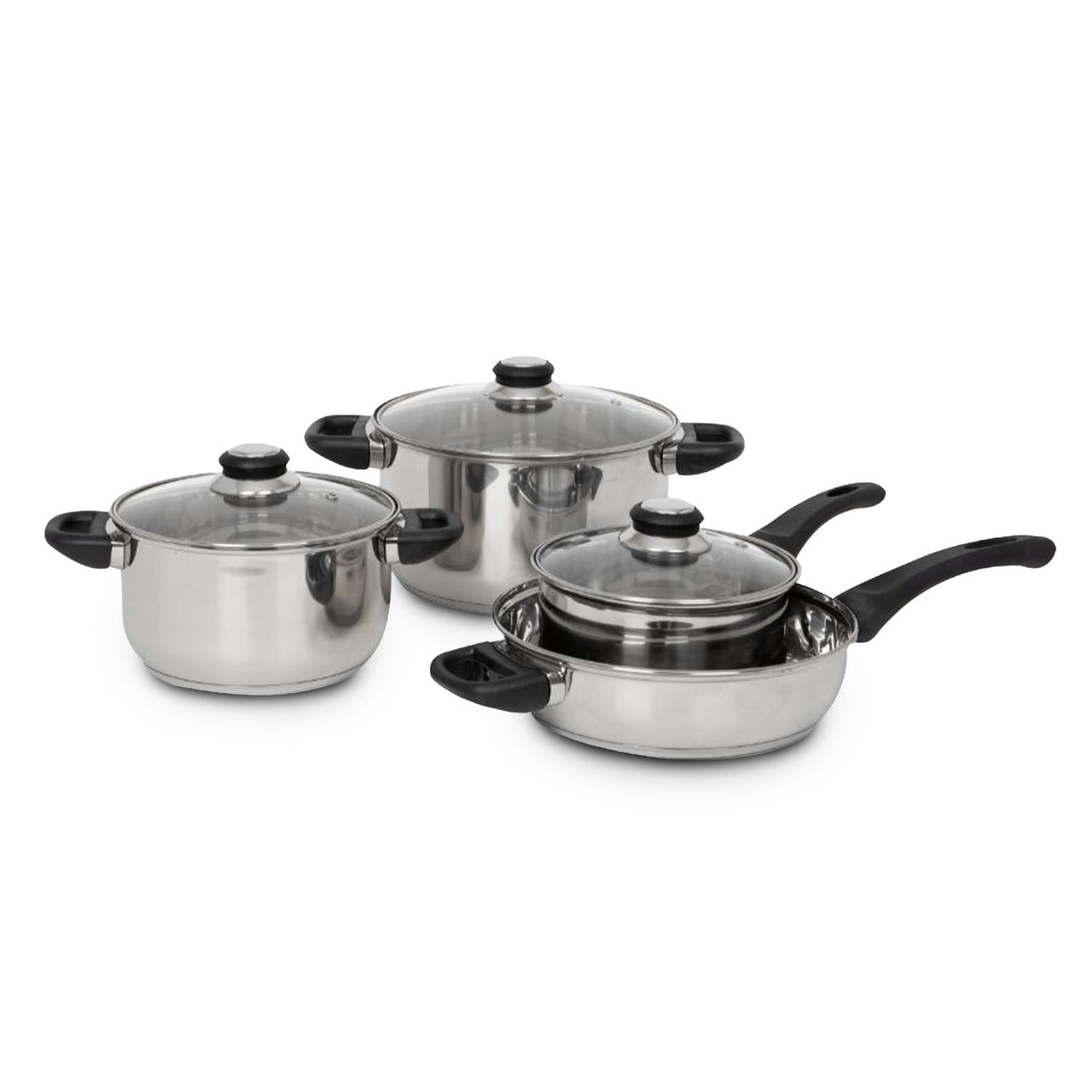 Bateria De Cocina 7 Pzas Acero Inox Tricapa Negro Colorhome