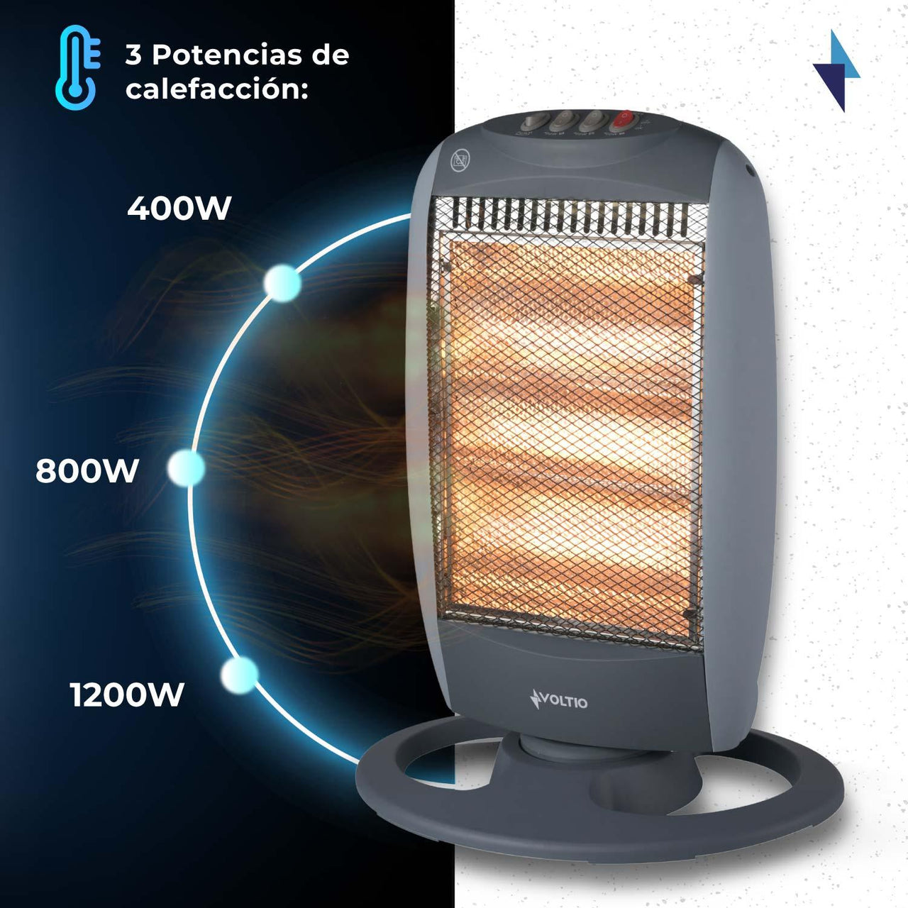 Calefactor Calentador Halogeno Electrico 3 Niveles 2pzas