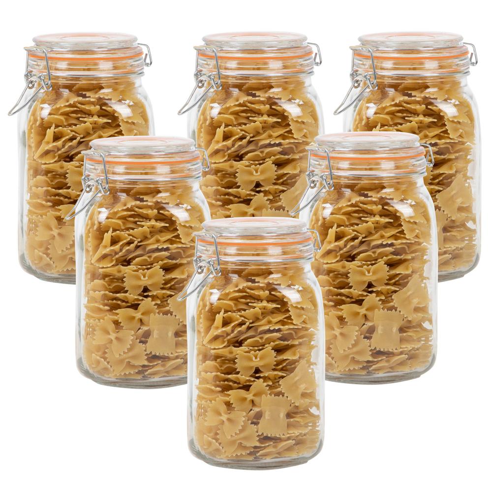 Frasco Hermetico De Vidrio Contenedor Tapa Clip 1,5 L X6