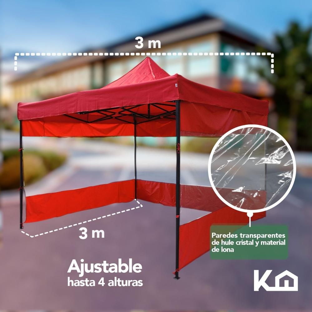 Toldo Carpa Plegable Lona 3x3 M Con Pared Transparente Bolsa