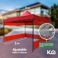 Thumbnail for Toldo Carpa Plegable Lona 3x3 M Con Pared Transparente Bolsa