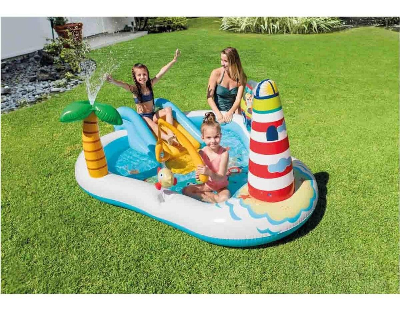 Juego Alberca Inflable Pesca Pez Tobogan Playcenter Intex