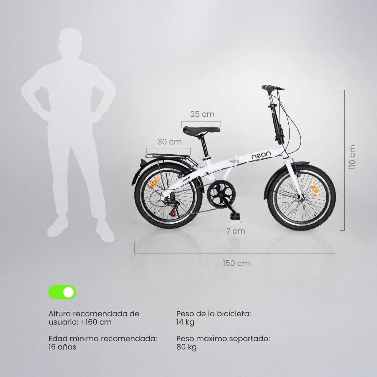 Bicicleta Plegable Vintage R20 7 Velocidades Acero Neon