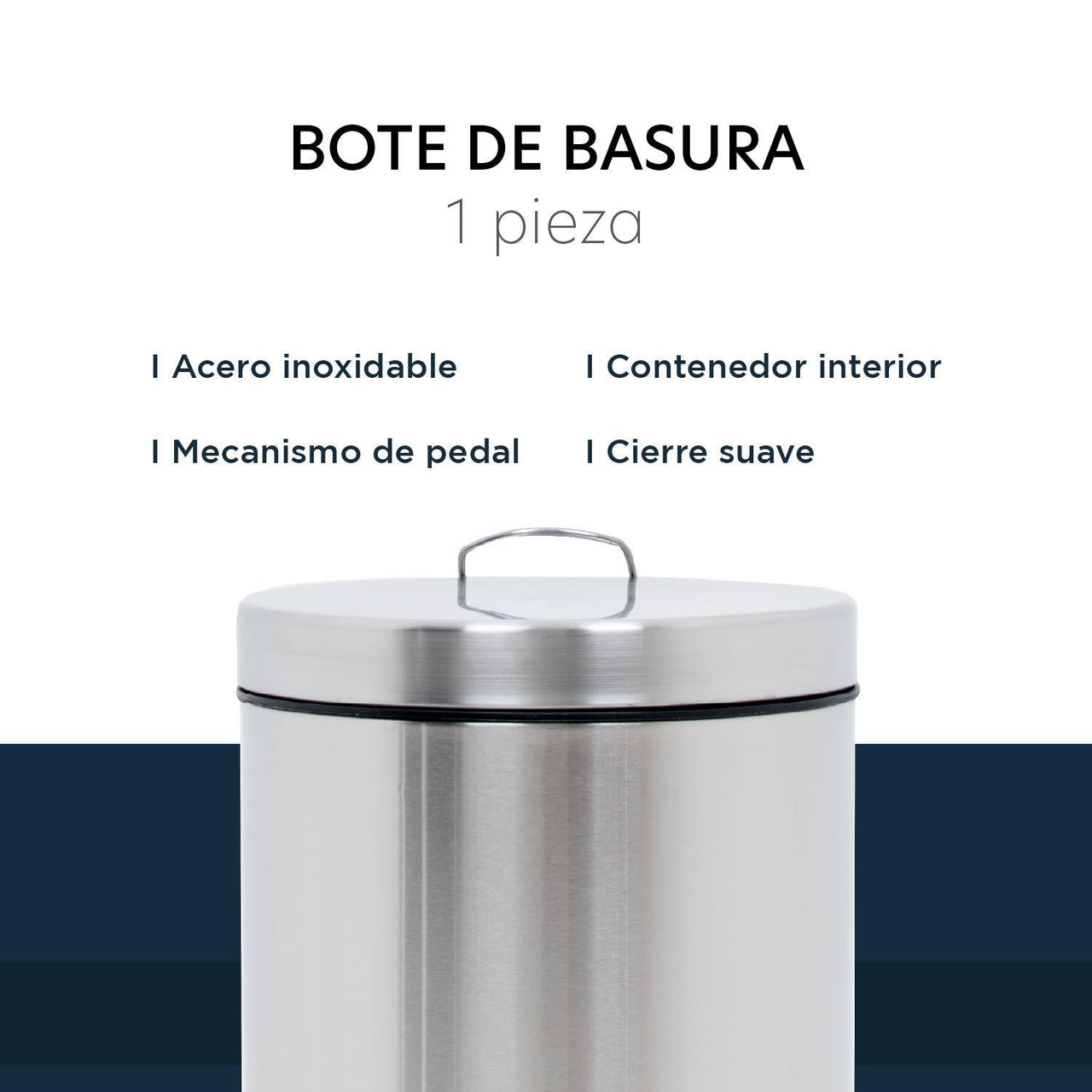 Bote De Basura Acero Inoxidable Metalico Basurero Cocina 20L