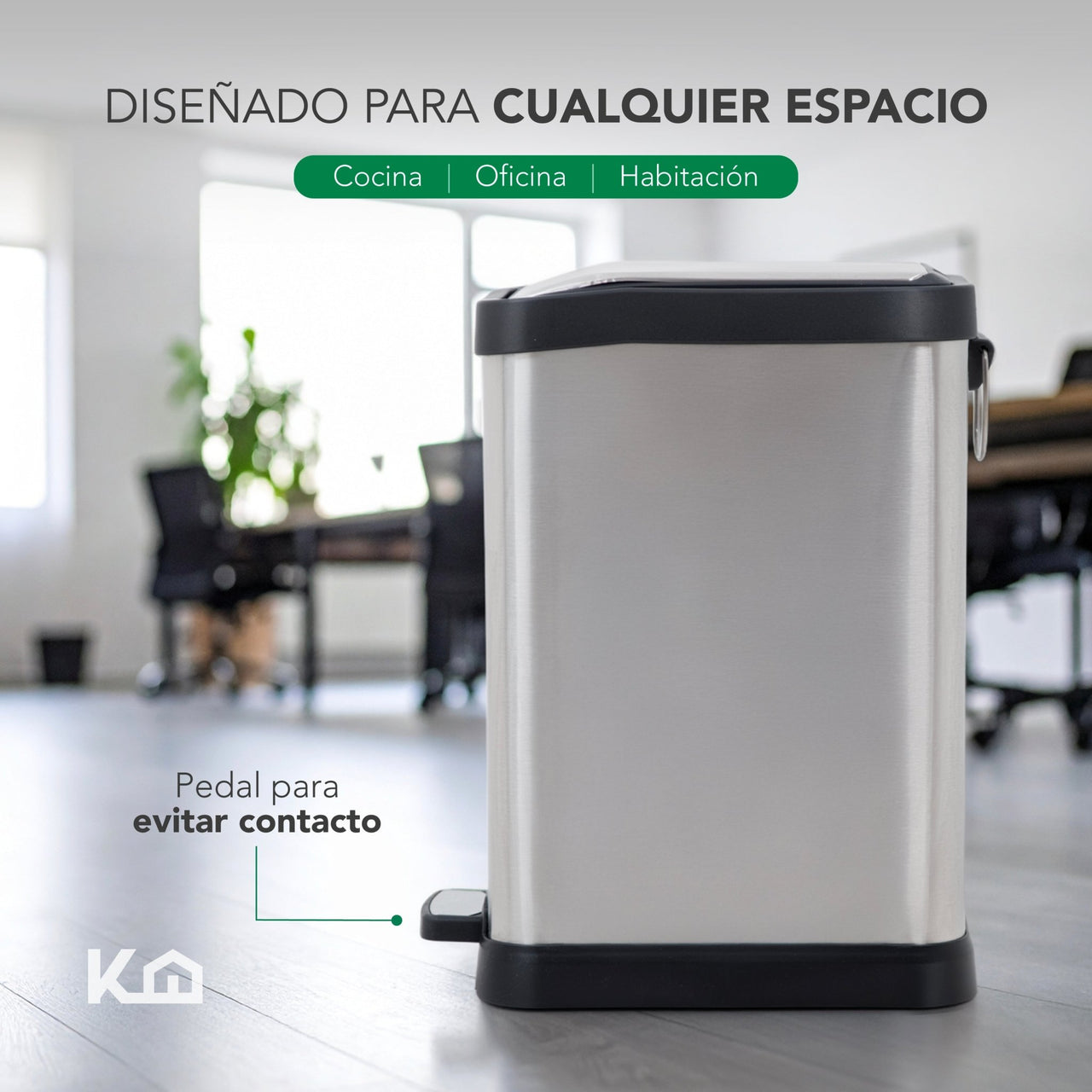 Bote de Basura Cocina Con Pedal Acero Inoxidable Metalico 8L
