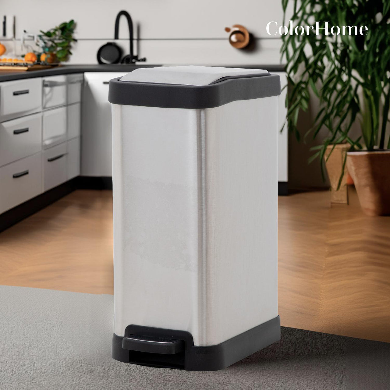 Bote de Basura Cocina Con Pedal Acero Inoxidable Metalico 8L