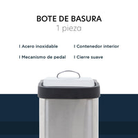 Thumbnail for Bote de Basura Cocina Con Pedal Acero Inoxidable Metalico 8L