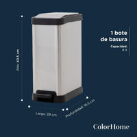 Thumbnail for Bote de Basura Cocina Con Pedal Acero Inoxidable Metalico 8L