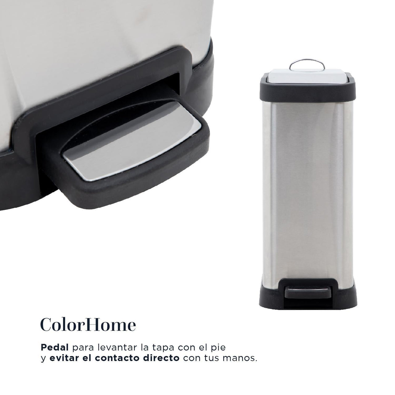 Bote de Basura Cocina Con Pedal Acero Inoxidable Metalico 8L