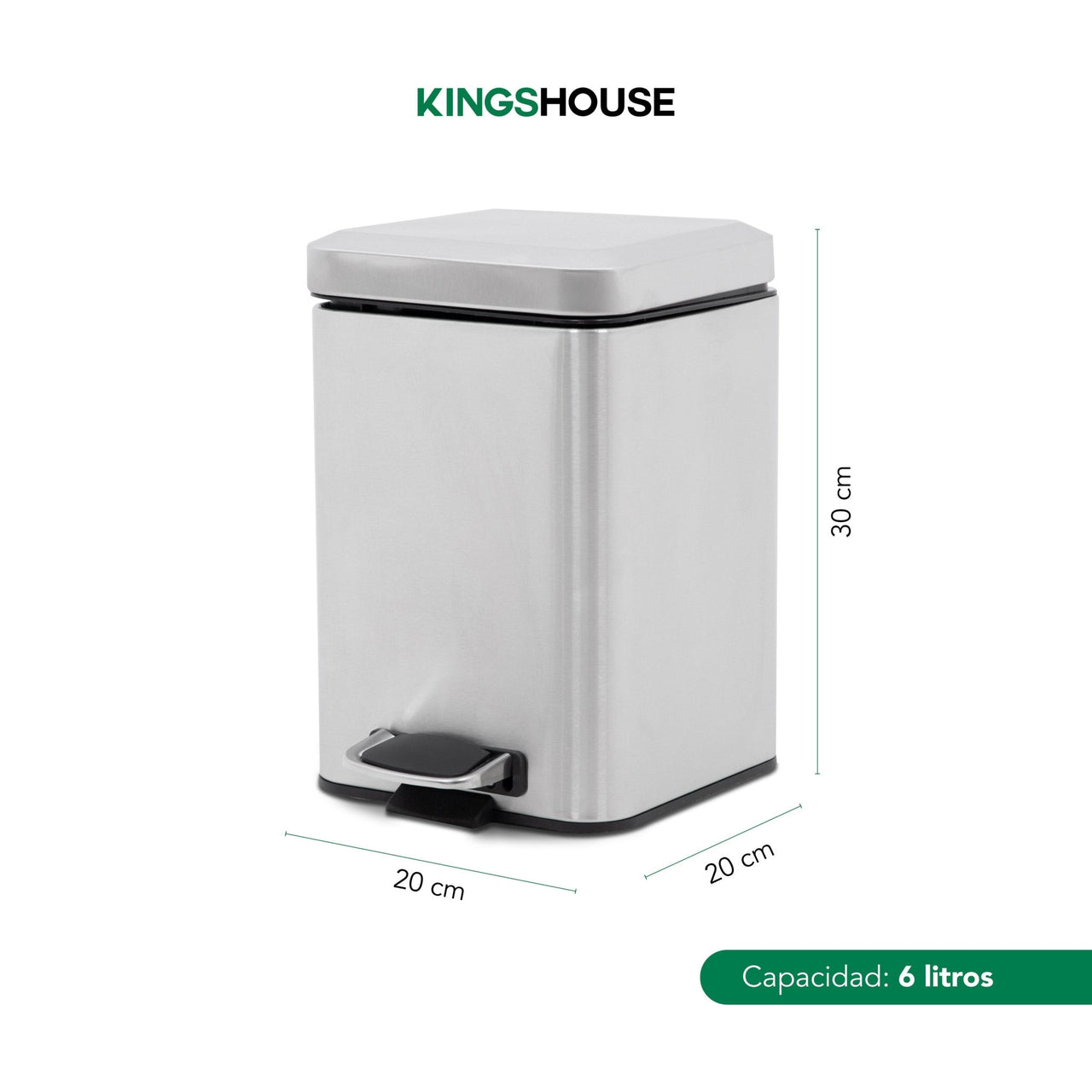 Bote de Basura Con Pedal Acero Inoxidable Cocina 6L