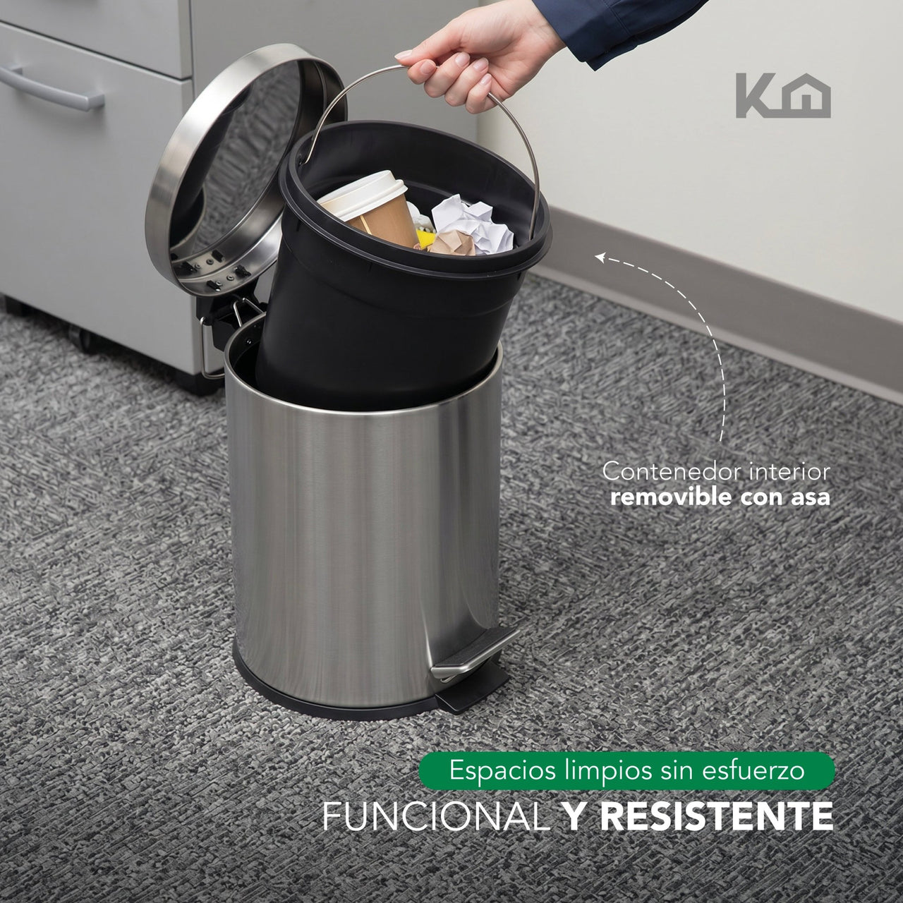 Bote de Basura Con Pedal Acero Inoxidable Cocina 7L