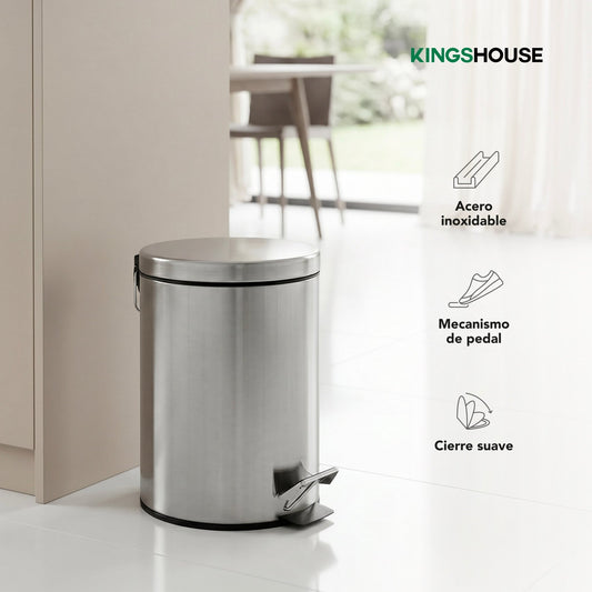 Bote de Basura Con Pedal Acero Inoxidable Cocina 7LTBINMET7