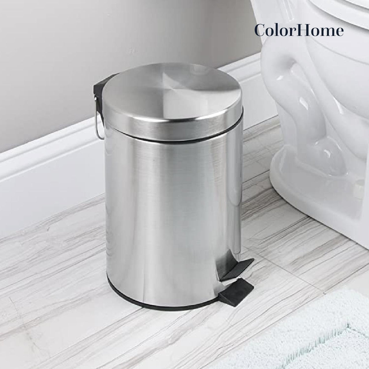 Bote de Basura Metalico Acero Inox Con Pedal Cocina 12L