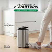 Thumbnail for Bote de Basura Metalico Acero Inox Con Pedal Cocina 12L