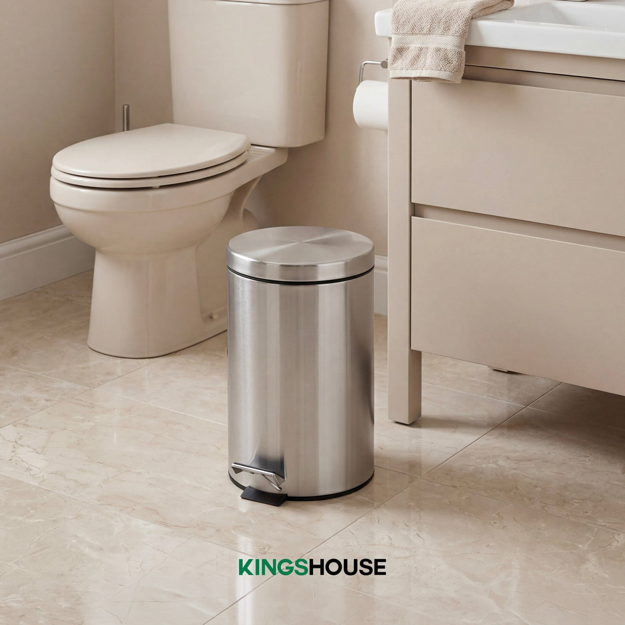 Bote de Basura Metalico Acero Inox Con Pedal Cocina 12L