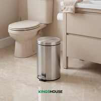 Thumbnail for Bote de Basura Metalico Acero Inox Con Pedal Cocina 12L