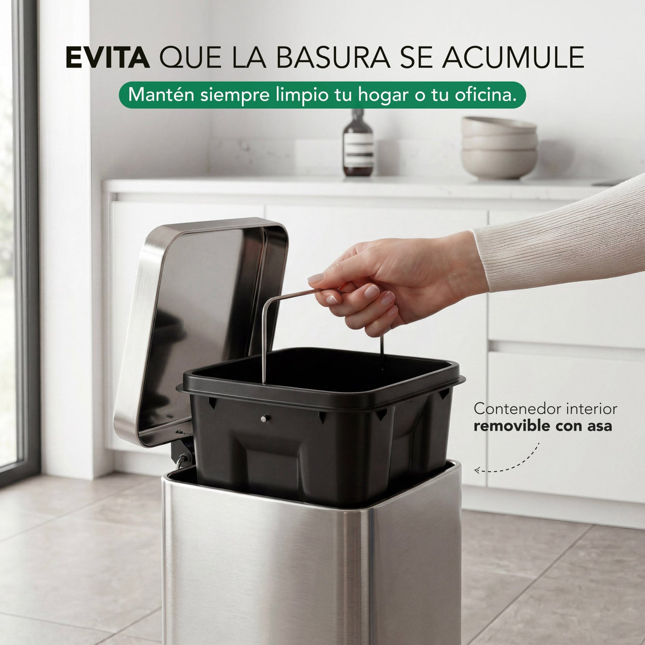 Botes Basura de Acero Inoxidable con Pedal 6L 2Pzas