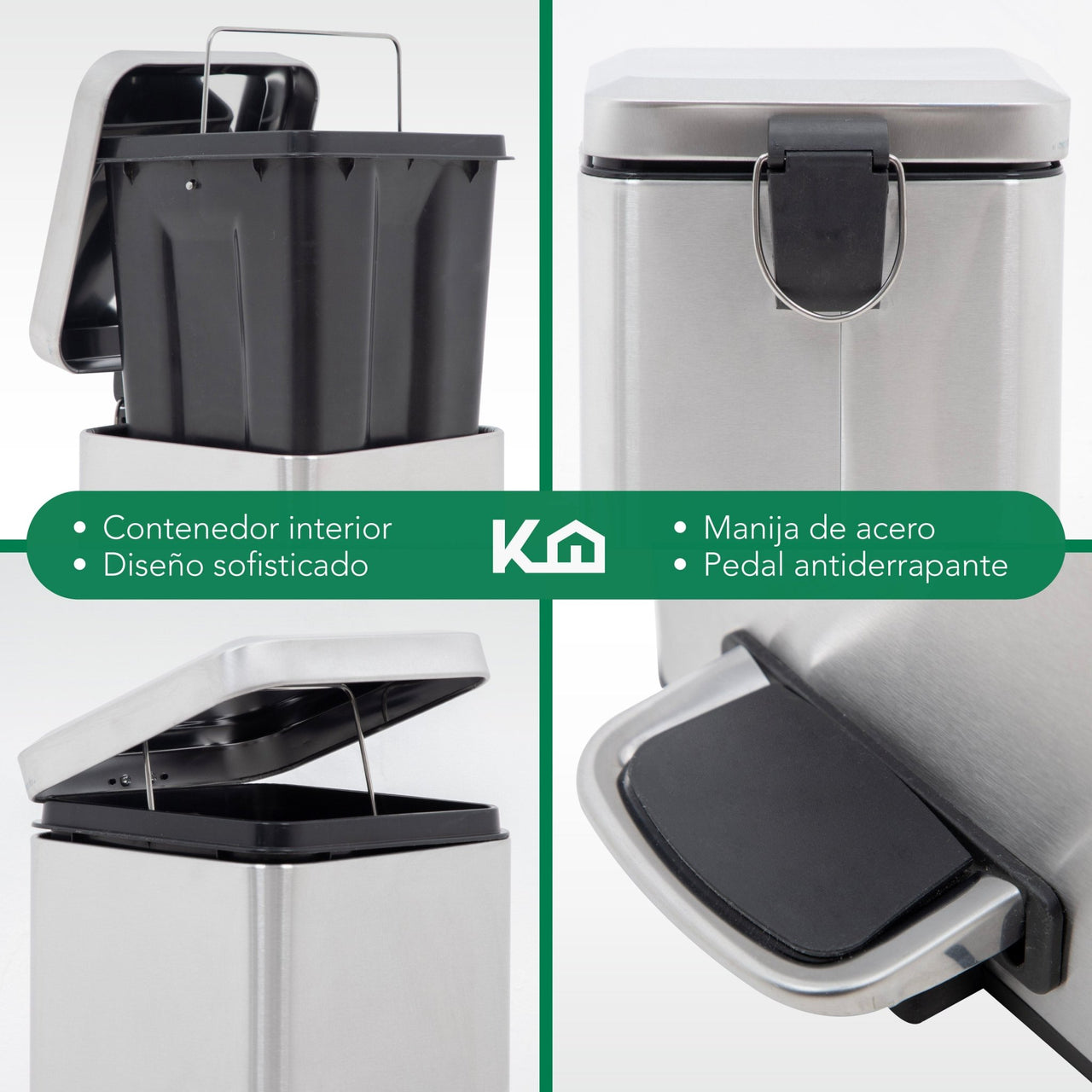 Botes Basura de Acero Inoxidable con Pedal 6L 2Pzas