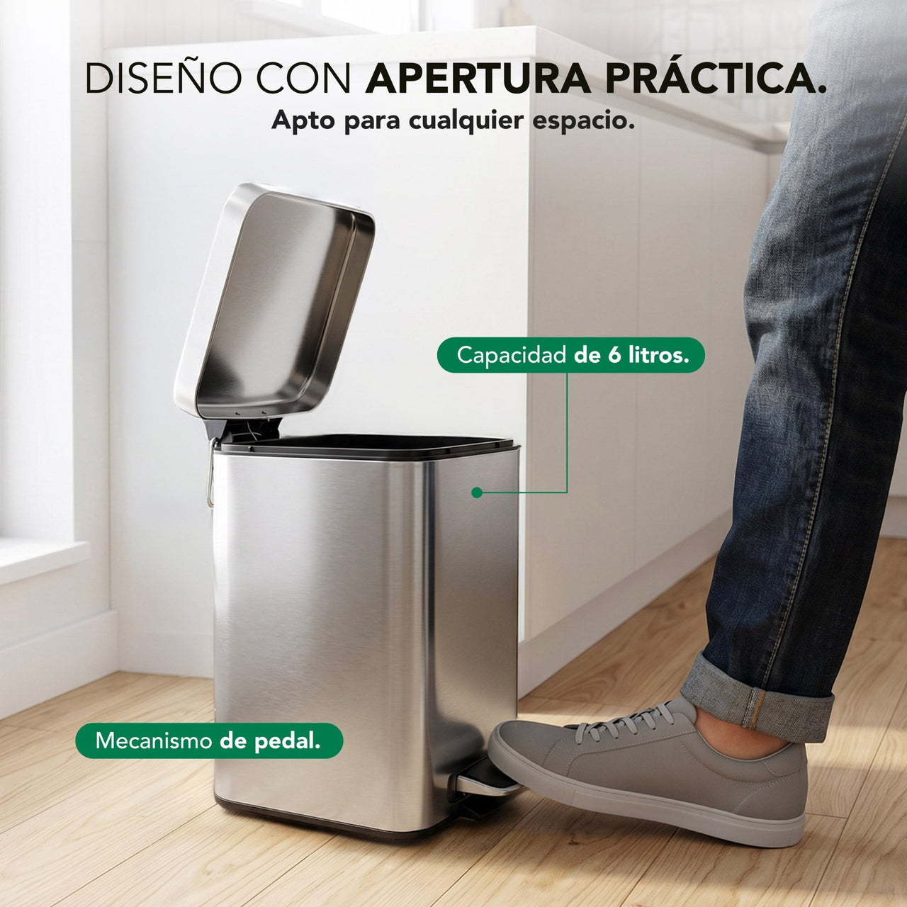 Botes Basura de Acero Inoxidable con Pedal 6L 2Pzas