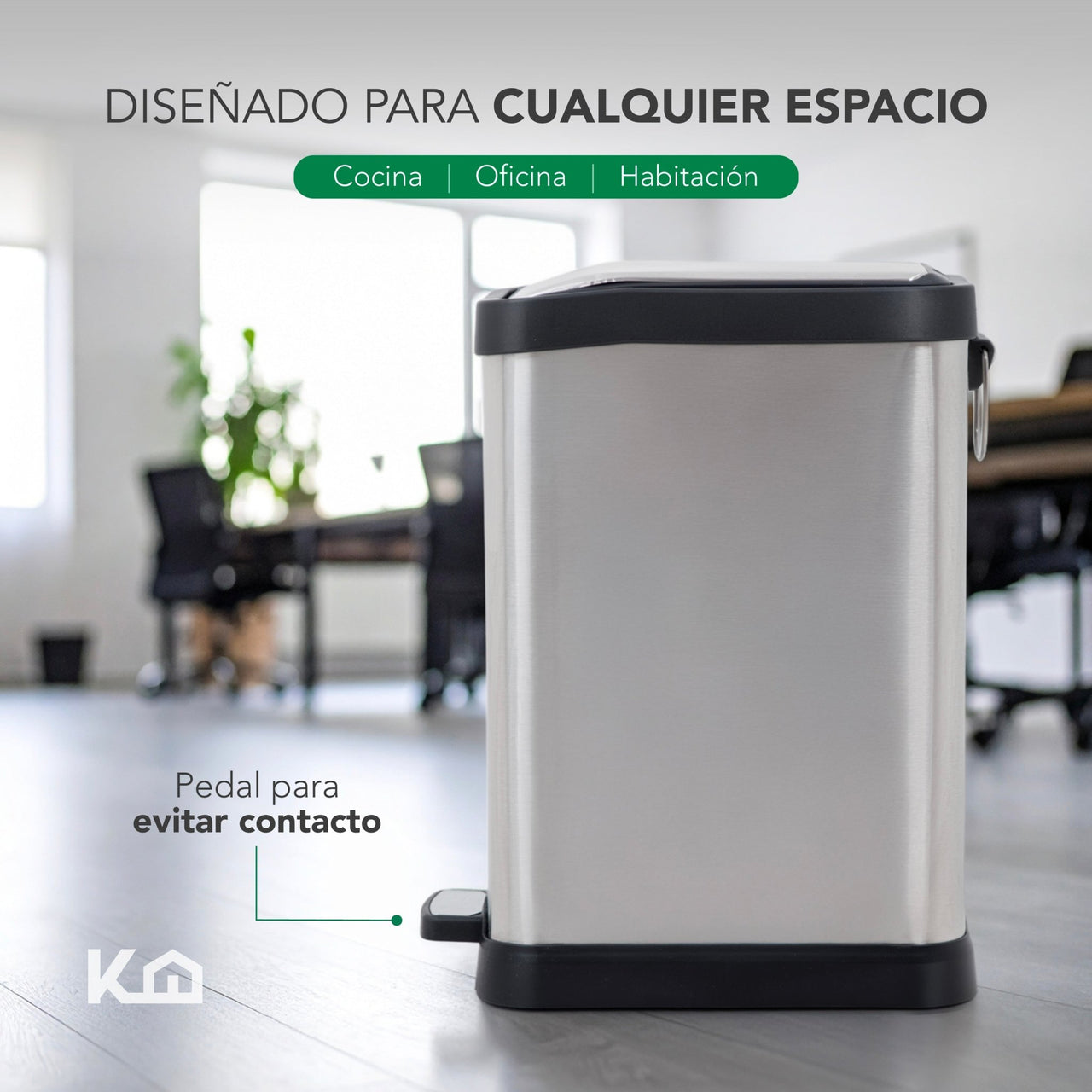 Botes Basura Pedal Acero Inoxidable Cocina Baño 8L 2Pzs
