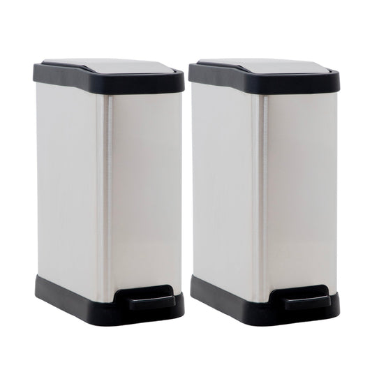 Botes Basura Pedal Acero Inoxidable Cocina Baño 8L 2PzsTBINMET8-2