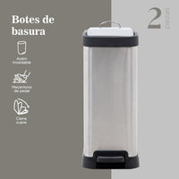 Thumbnail for Botes de Basura 8L Acero Inox Metalico C/Pedal Cocina 2pzas