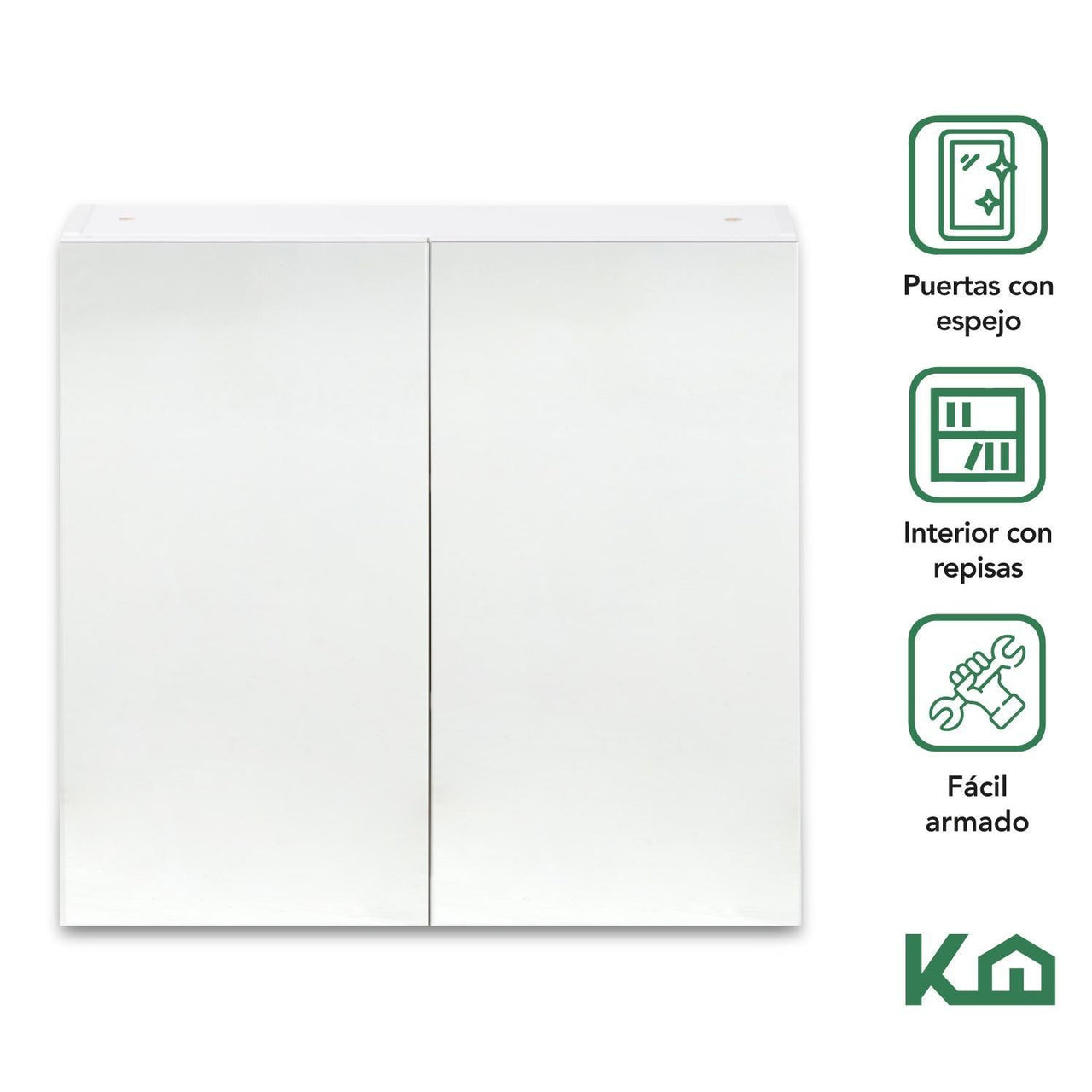 Botiquin Con Espejo Para Baño Organizador 2 Puertas Gabinete