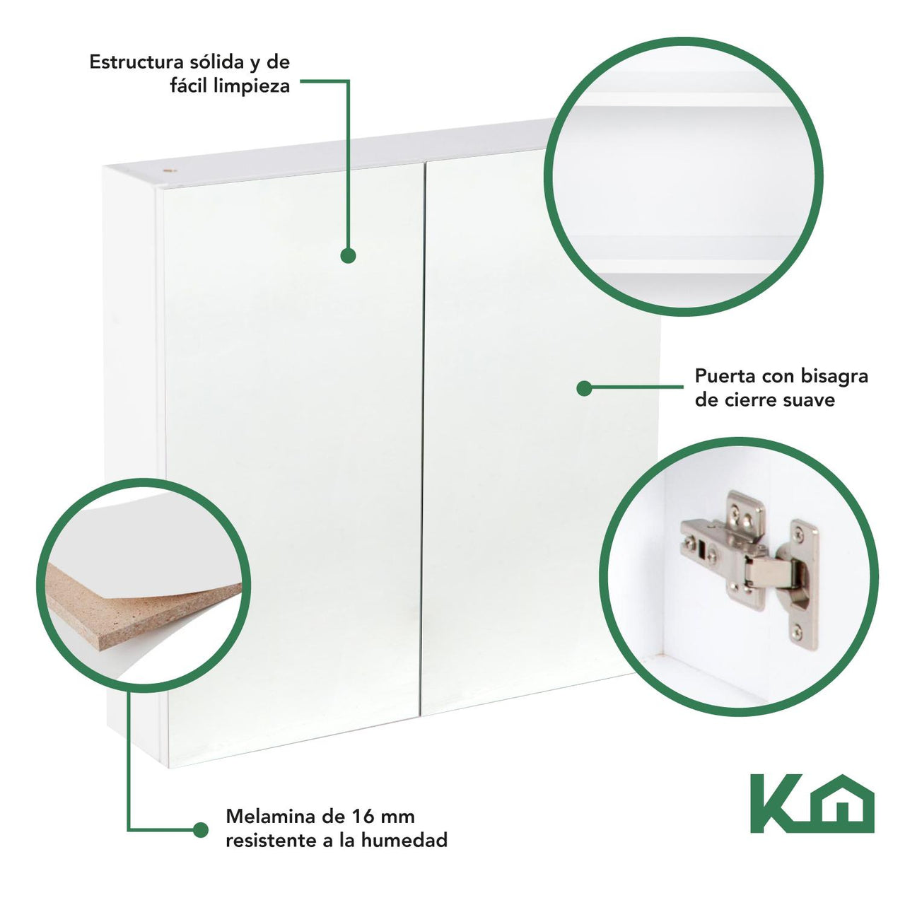 Botiquin Con Espejo Para Baño Organizador 2 Puertas Gabinete