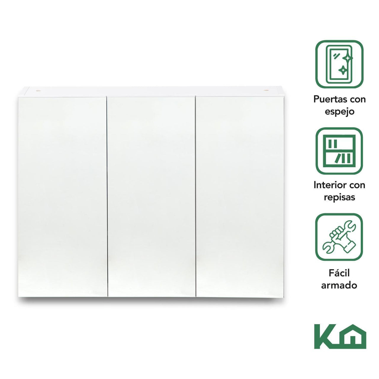 Botiquin Con Espejo Para Baño Organizador 3 Puertas Gabinete