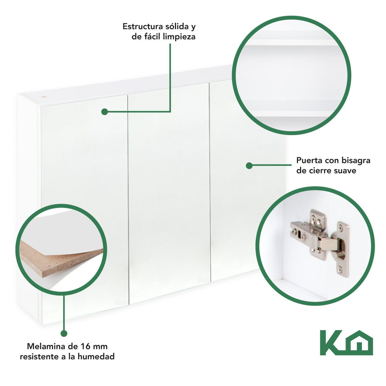 Botiquin Con Espejo Para Baño Organizador 3 Puertas Gabinete