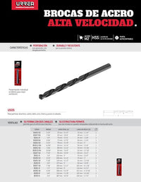 Thumbnail for Broca Negra De Acero Alta Velocidad 5/8 In Angulo 135 Urrea
