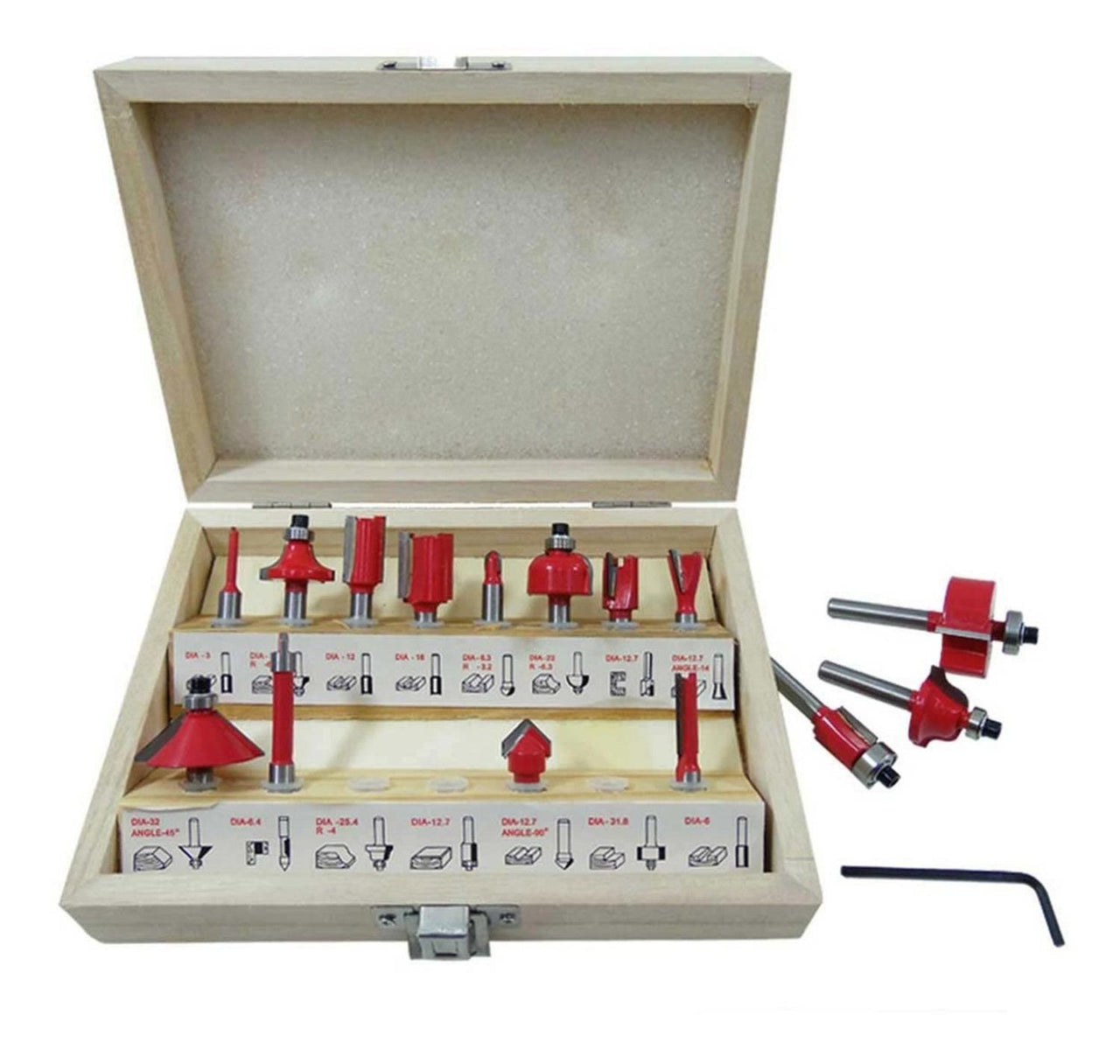 Brocas Fresas 1/4 Carburo 6,35mm Router Rebajadora Kit 15pzs