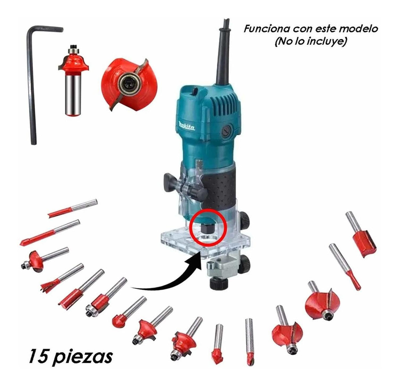 Brocas Fresas 1/4 Carburo 6,35mm Router Rebajadora Kit 15pzs