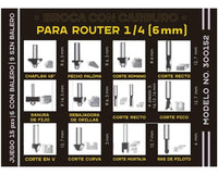 Thumbnail for Brocas Fresas 1/4 Carburo 6,35mm Router Rebajadora Kit 15pzs