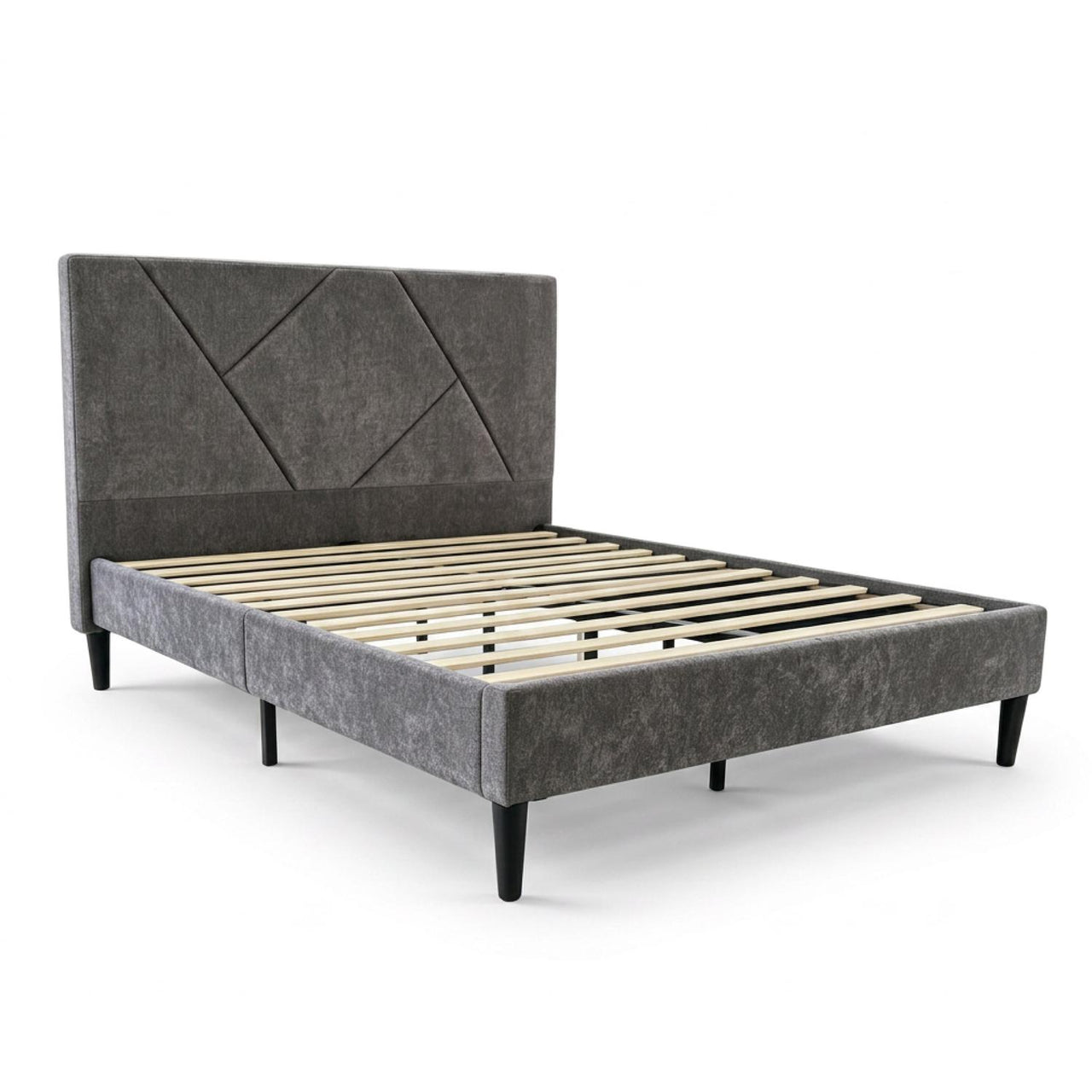 Base Cama Queen Size Madera con Cabecera Tapizada Resistente