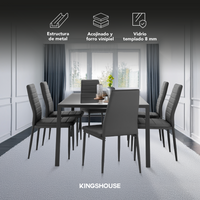 Thumbnail for Juego De Comedor 6 Sillas y Mesa De Vidrio Templado Moderno