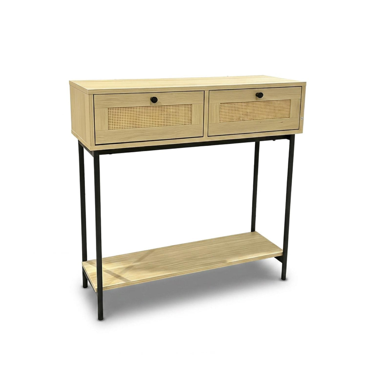 Mesa Auxiliar Consola para Sala Recibidor Madera y Metal