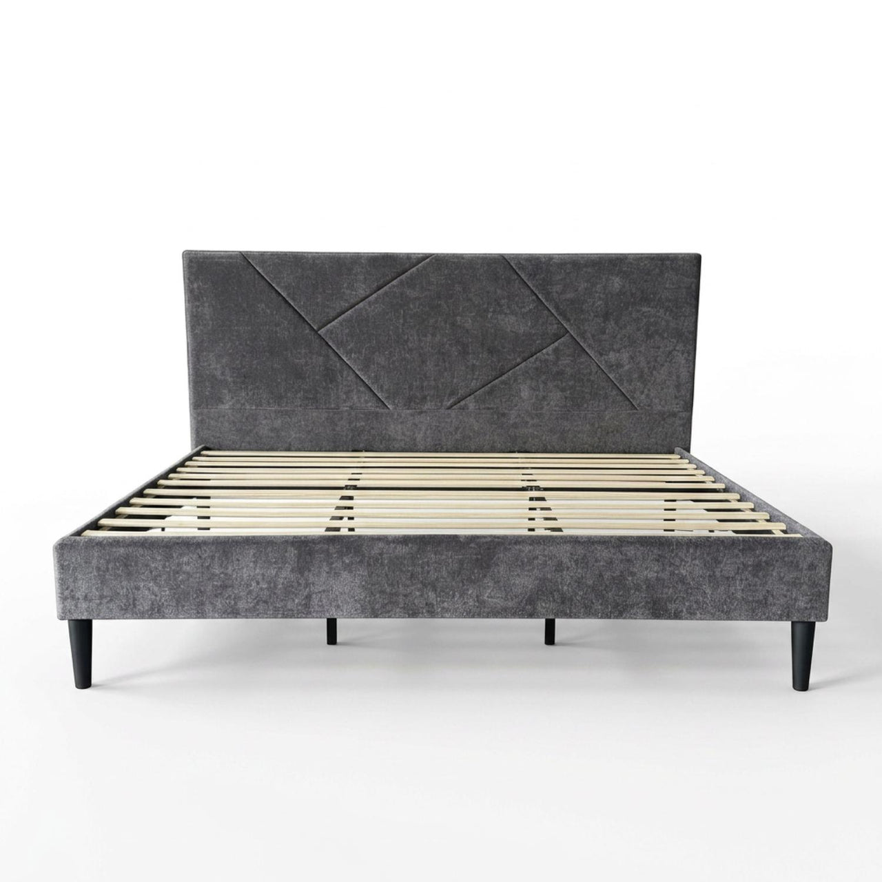 Base Cama King Size Madera con Cabecera Tapizada Resistente