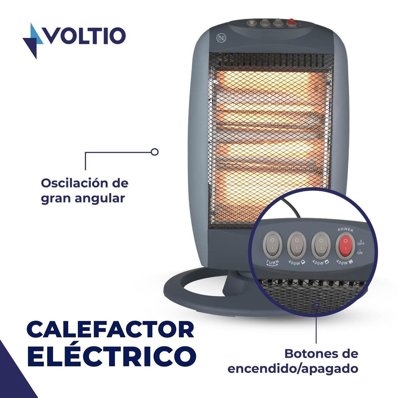 Calefactor Calentador Halogeno Electrico 3 Niveles 2pzas