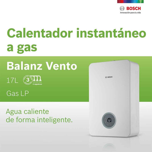 Calentador De Paso Para 3 Servicios Balanz Vento 17 GAS LP Bosch Calentadores7736505744-BTT